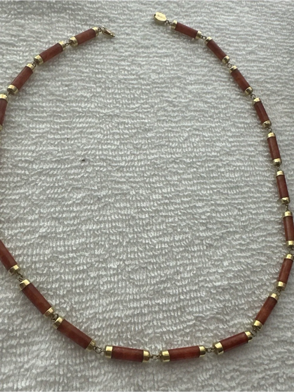 Gold-Tone Red Coral Tube Necklace - 14k